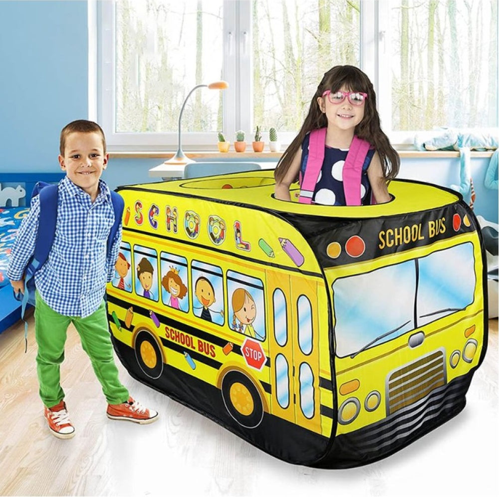 School Bus Kids Tent Play House with 100 Balls
