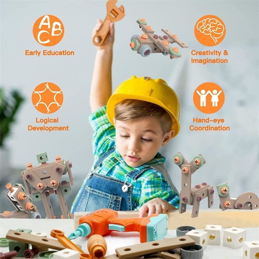 168Pcs DIY Kids Building Blocks Tools Briefcase