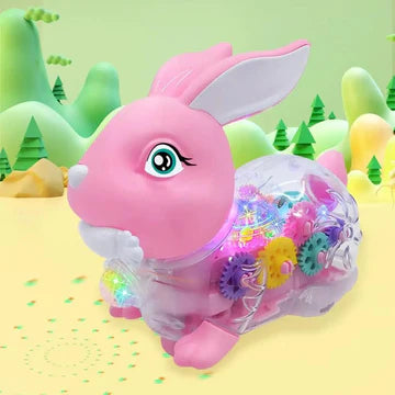 Electric Transparent Gear Rabbit With Light & Music