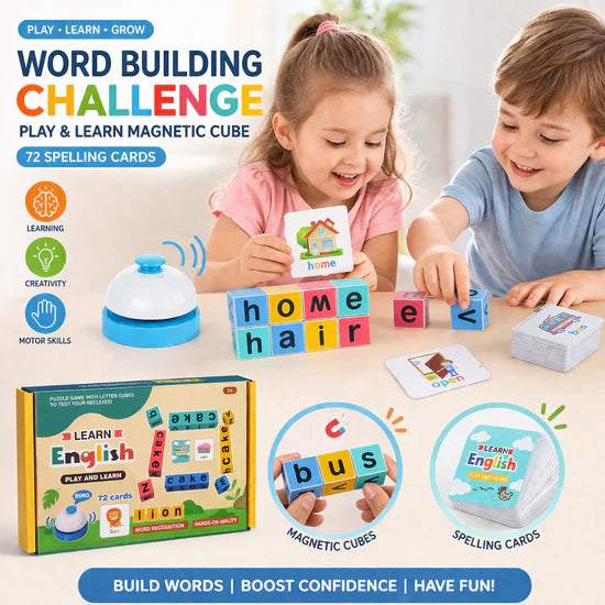 101Pcs Montessori Word Spelling Mini Blocks Set With Bell