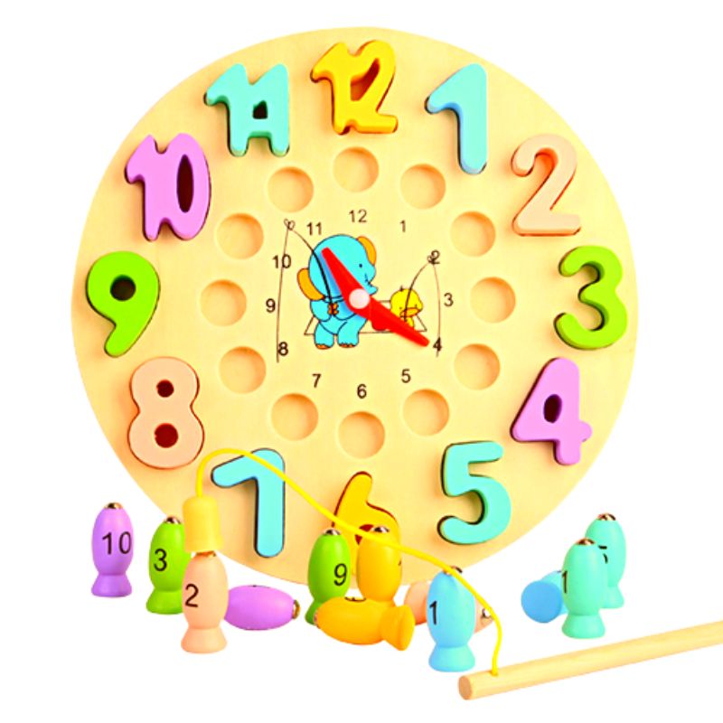 Educational Wooden Fishing Clock
