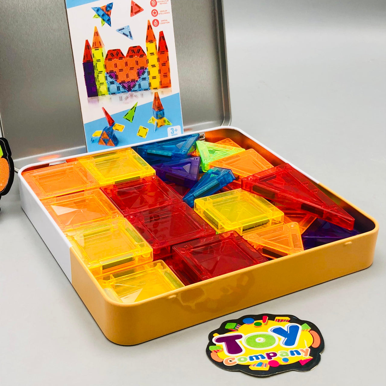 56Pcs Kids Magnetic Tiles Building Set With Storage Box