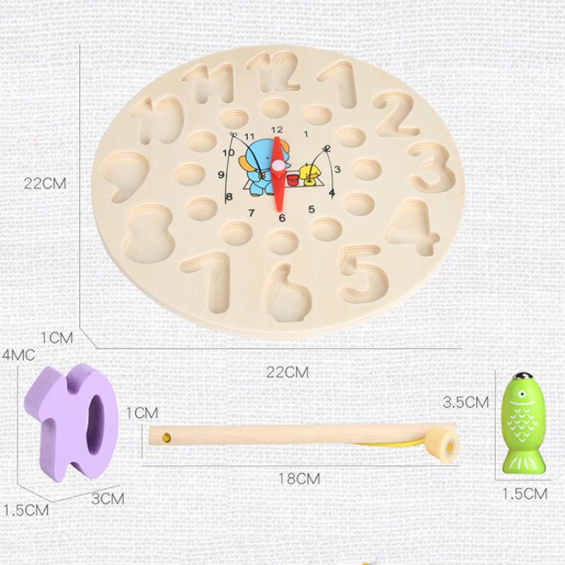 Educational Wooden Fishing Clock