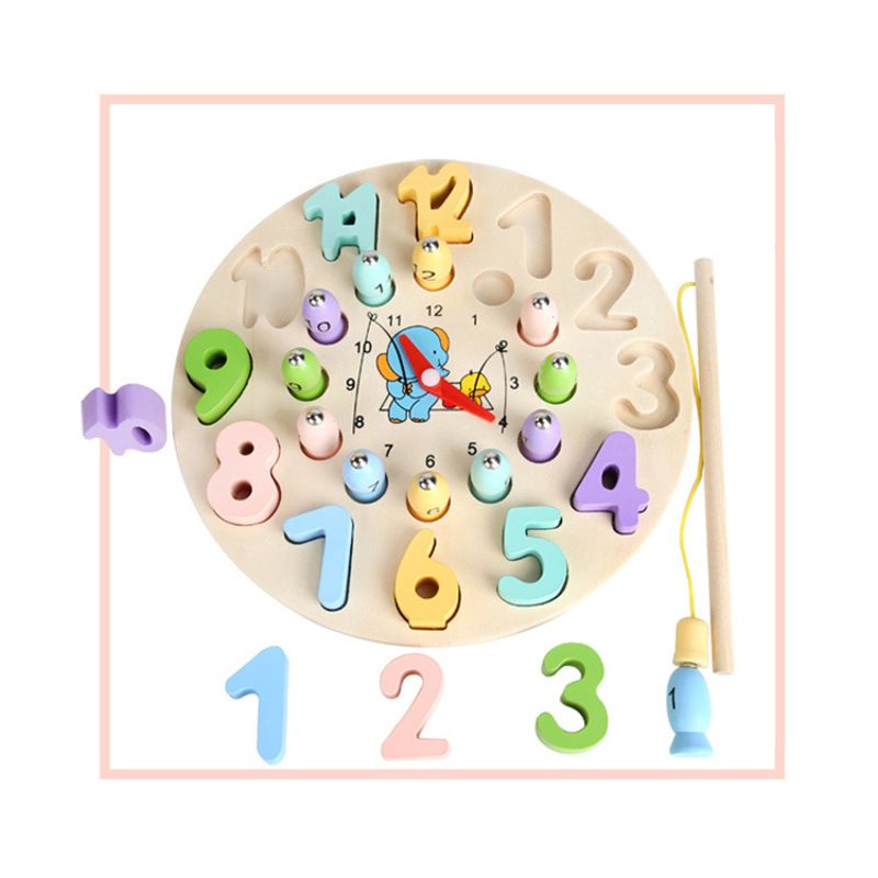 Educational Wooden Fishing Clock