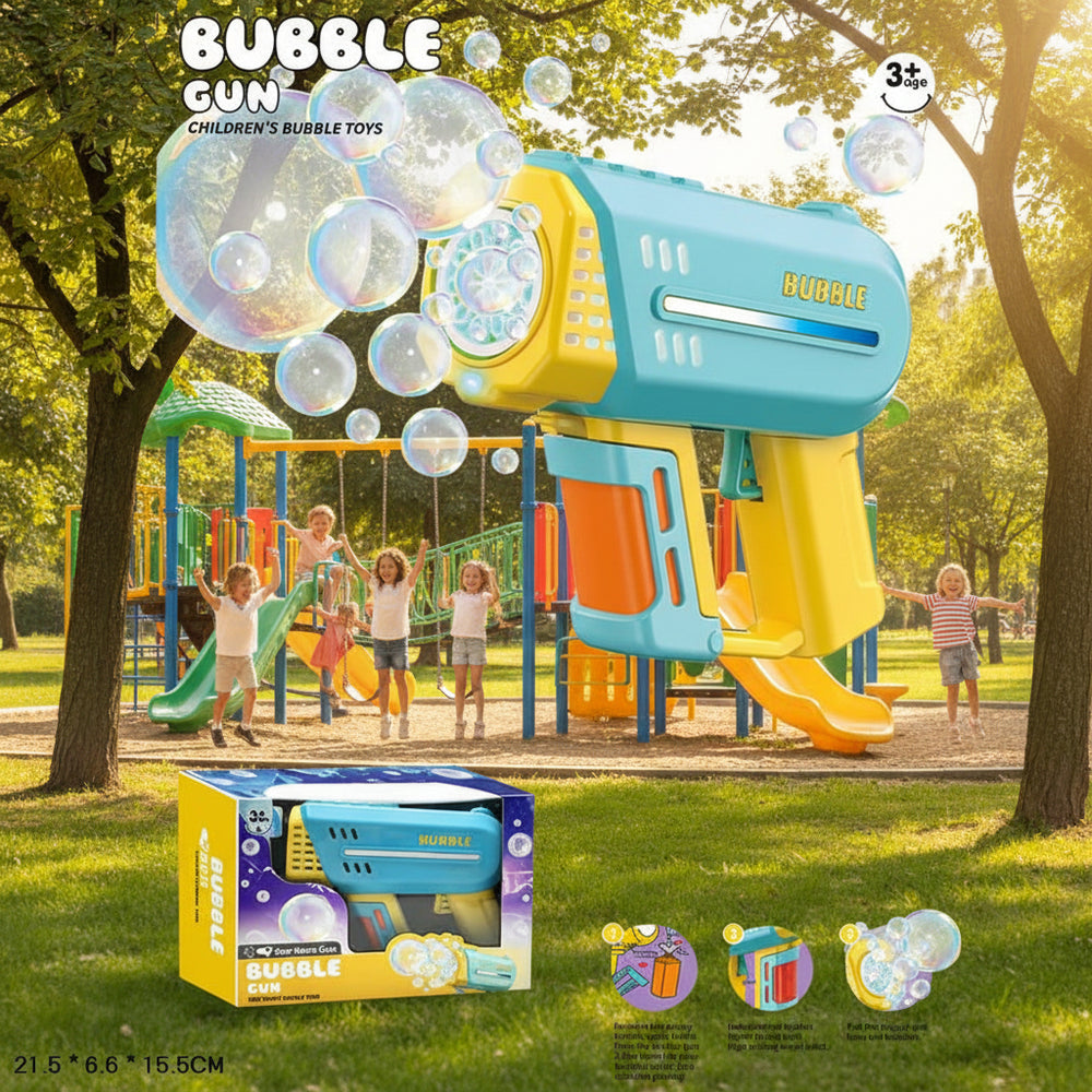 10Holes Electric Colorful Bubble Gun With Light