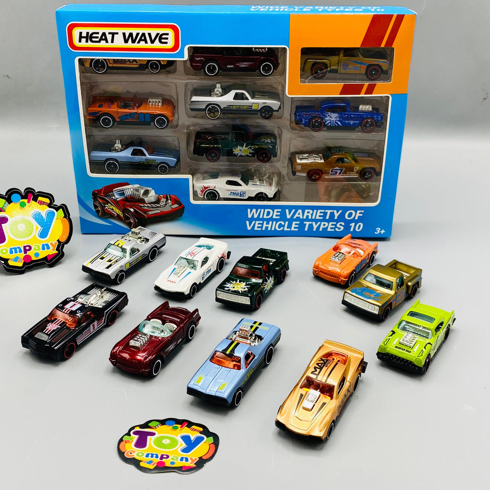 10Pcs Mini Diecast Heat Wave Inertial Cars Set