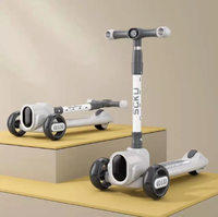 Thumbnail for 3in1 Kids Foldable Scooter With Light & Music - Grey