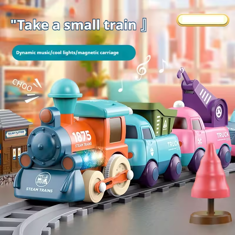 17Pcs Kids Locomotive Engineering Train Track Set