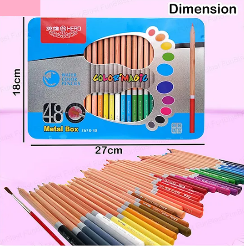 48Pcs Water Color Pencils Set With Tin Box