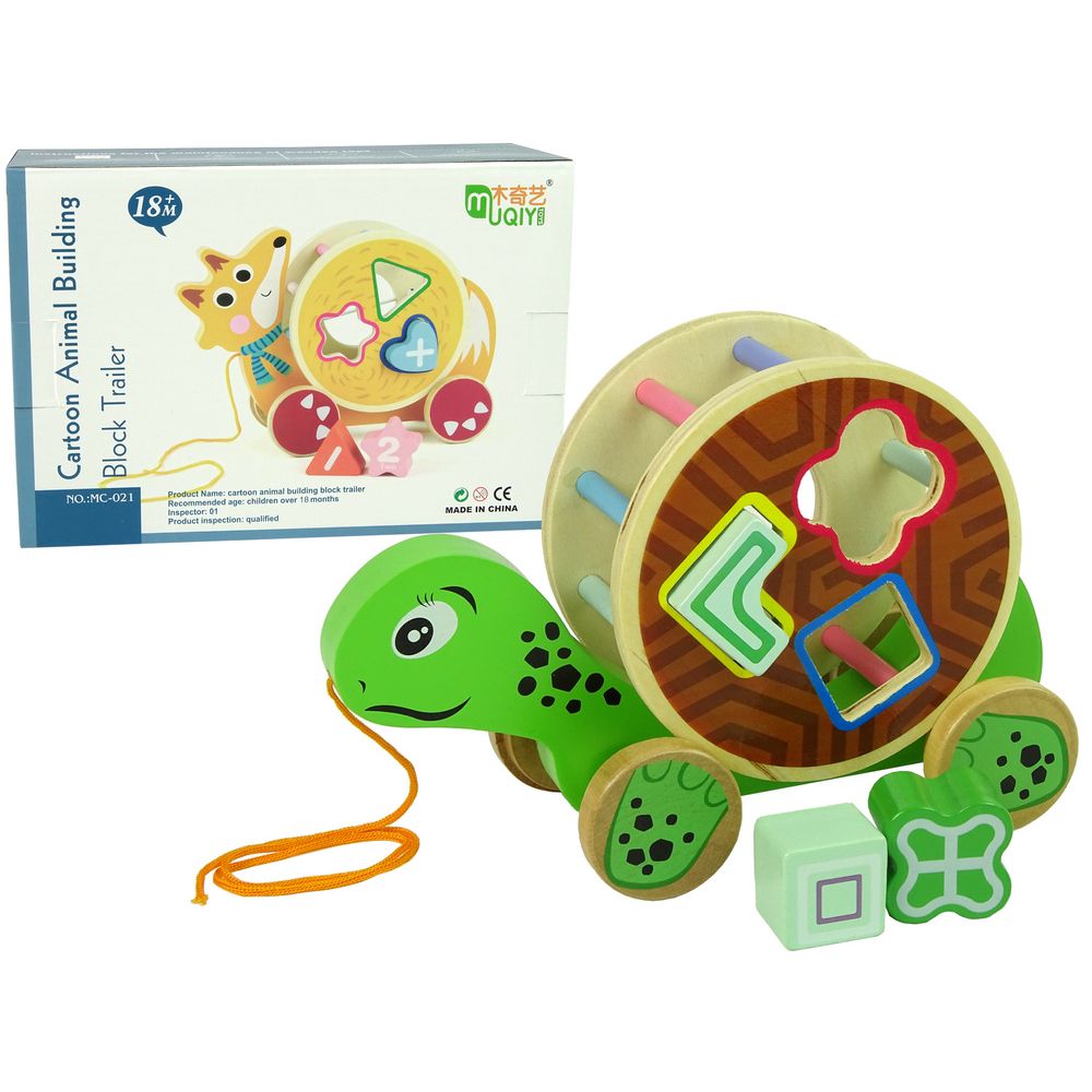 Wooden Cartoon Animal Building Block Trailer Toy