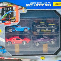 Manual Car Racing Track Set With 4Pcs Alloy Cars