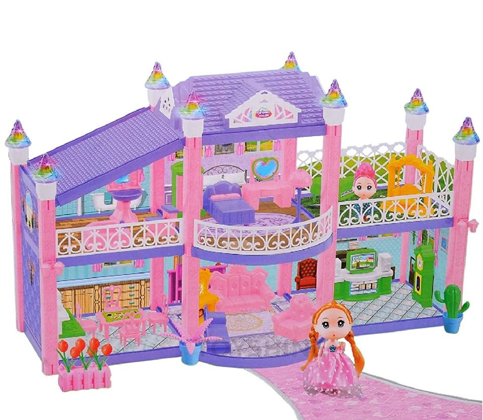 DIY Double Story 6 Rooms Doll House with Light and Music