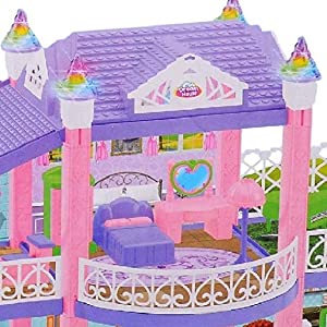 DIY Double Story 6 Rooms Doll House with Light and Music