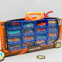 16Pcs Mini Diecast Inertial Cars With Display Racks - Minor Fault