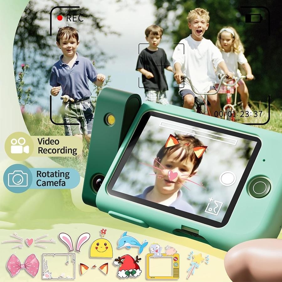 Kids Dinosaur Rotating Dual Camera Digital Touch Phone