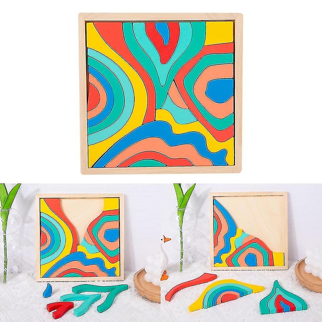 Wooden Rainbow Puzzle Stacking Board