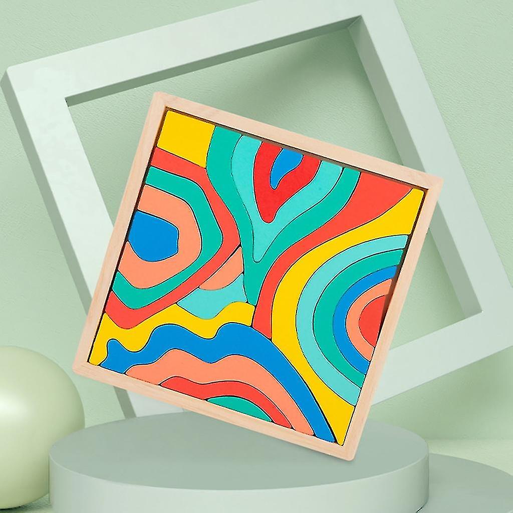 Wooden Rainbow Puzzle Stacking Board