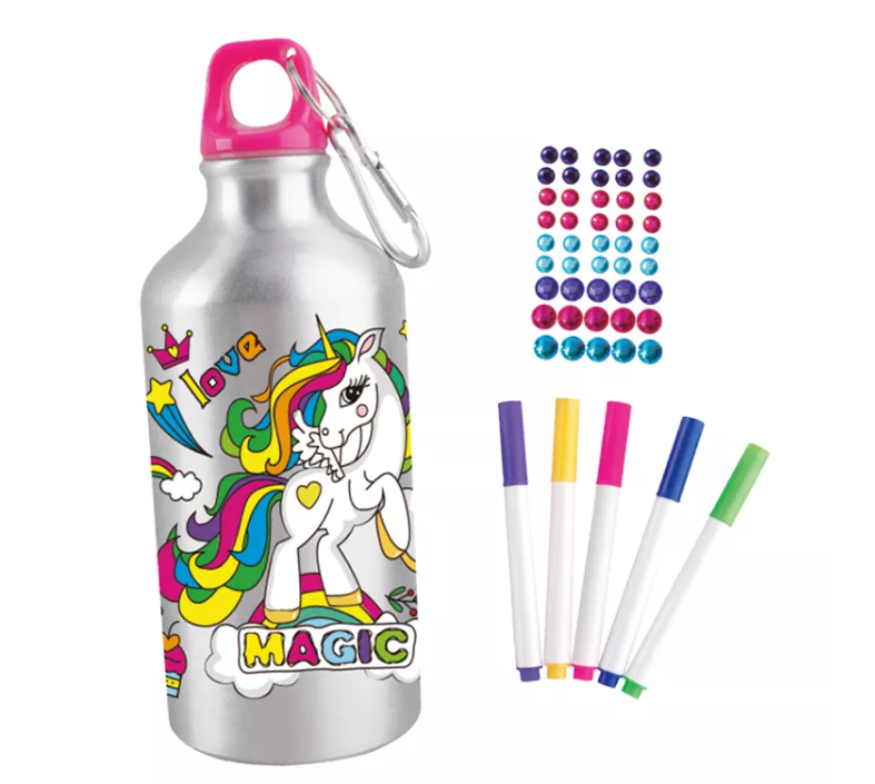 Color Your Own Unicorn Water Bottle