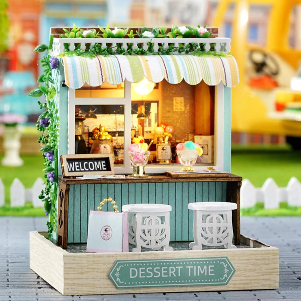 DIY Miniature Dessert Time Shop With LED Lights