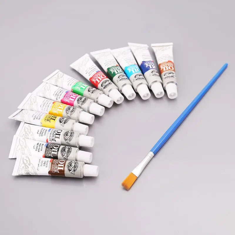 12Pcs Oil Color Paint Set With Artist Brush