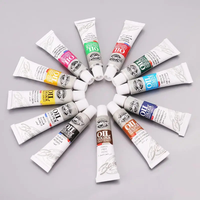 12Pcs Oil Color Paint Set With Artist Brush