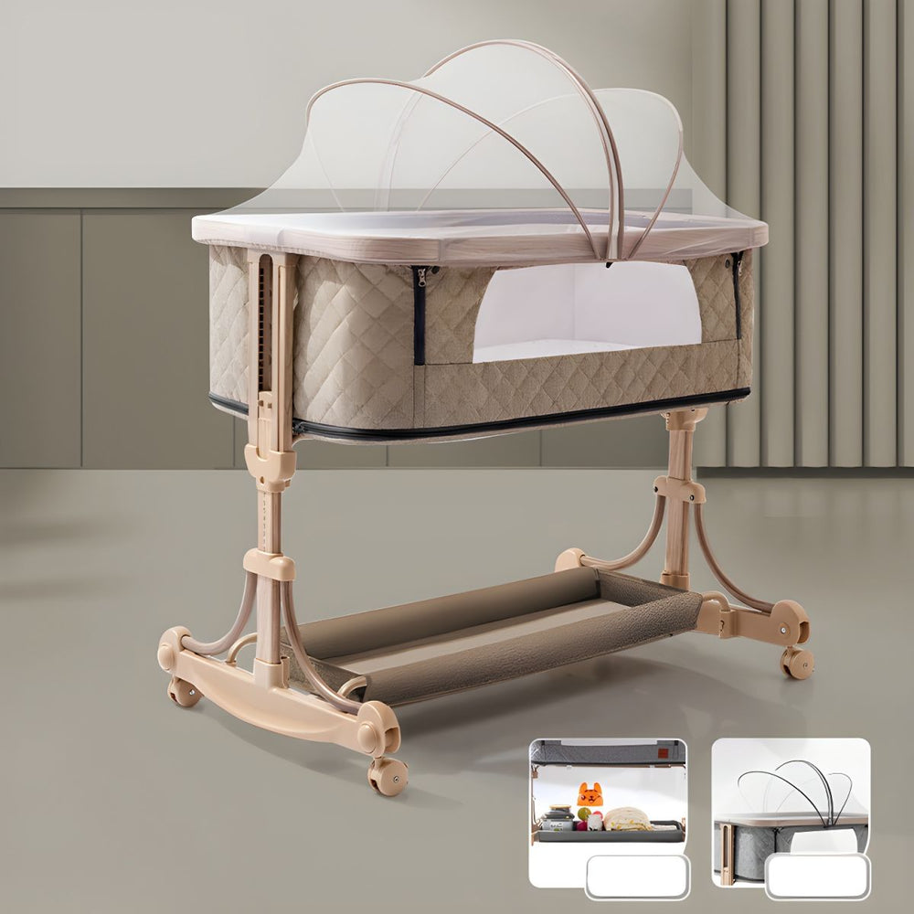 Height Adjustable Baby Bedside Crib With Breathable Net
