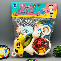 12Pcs Baby Puzzle Teether & Rattle Set