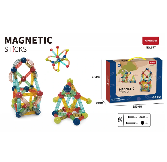 68 Pcs Magnetic Sticks Blocks