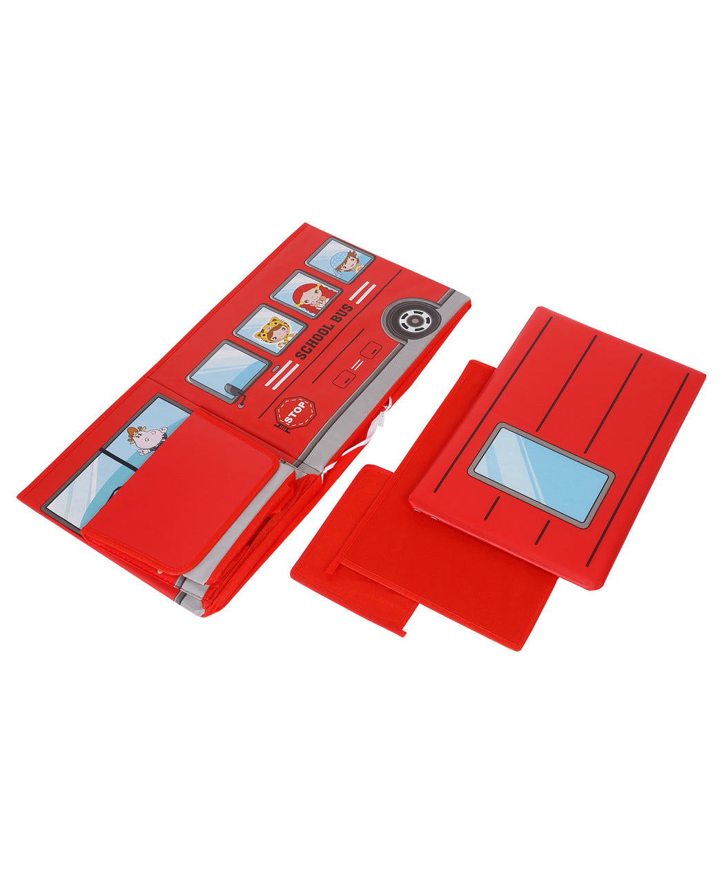 Kids Foldable Storage Box - School Bus Design Red