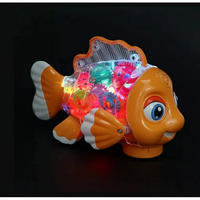 Electric Transparent Gear Fish With Light & Music