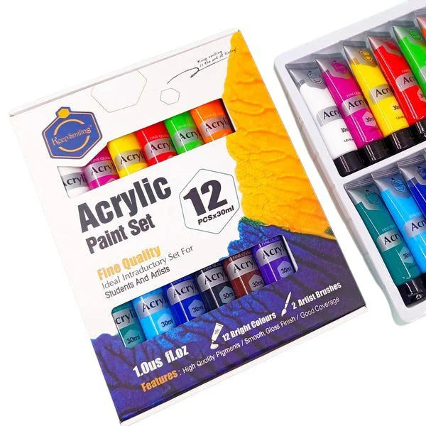 12Pcs Acrylic Colour Paint Set