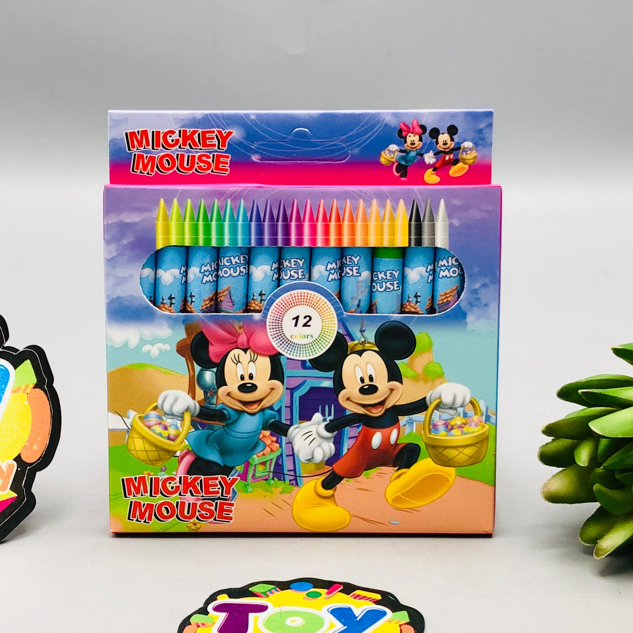12Pcs Mini Mickey Mouse Themed Color Crayons