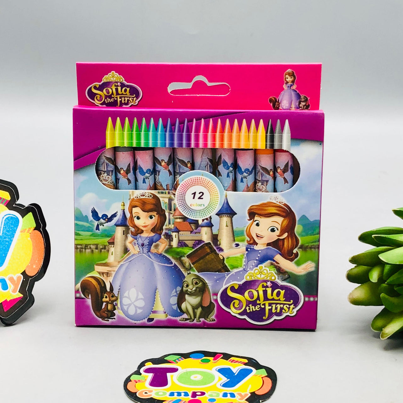 12Pcs Mini Sofia Themed Color Crayons
