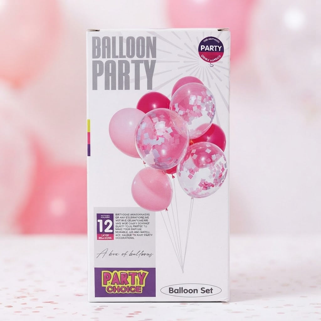 12Pcs Premium Party Balloon With Ribbon