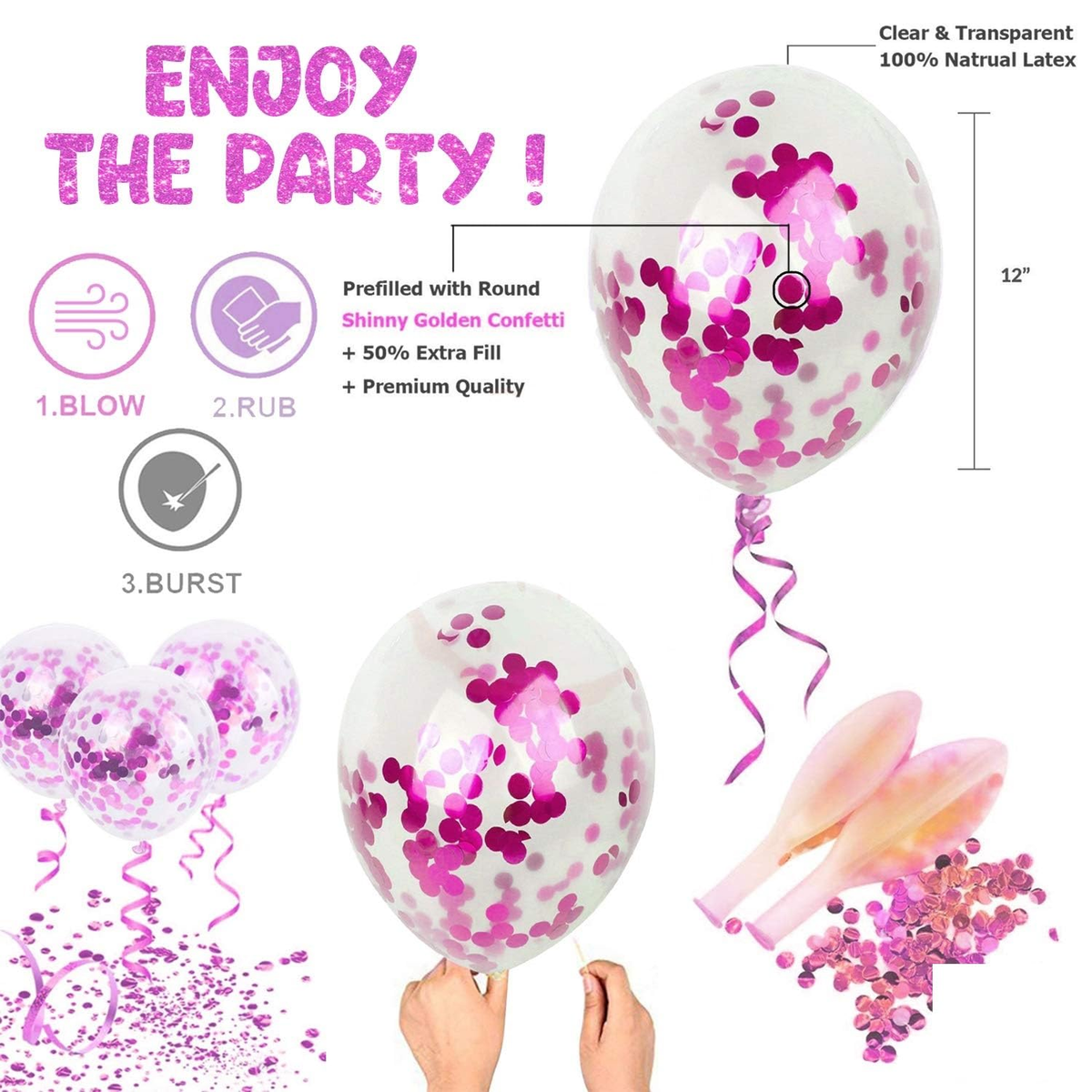 12Pcs Premium Party Balloon With Ribbon