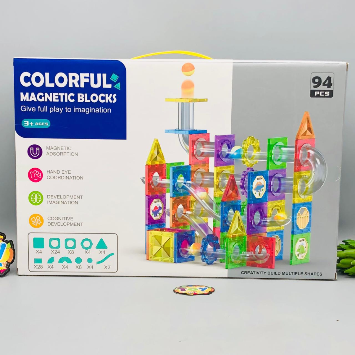 94Pcs Colorful Magnetic Tiles Building Blocks