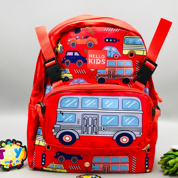 12* Inches Bus Themed Kids School Bag With Pocket