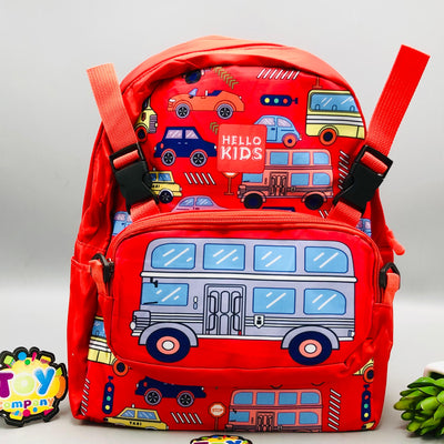 12* Inches Bus Themed Kids School Bag With Pocket