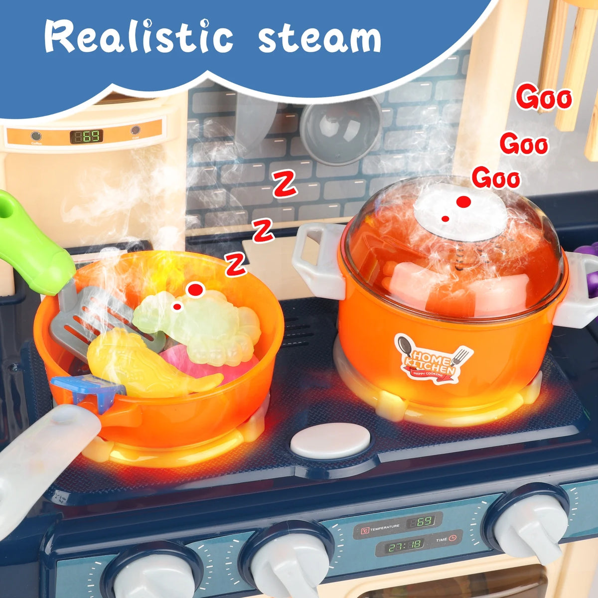 42Pcs Pretend Play Modern Steam Kitchen Set
