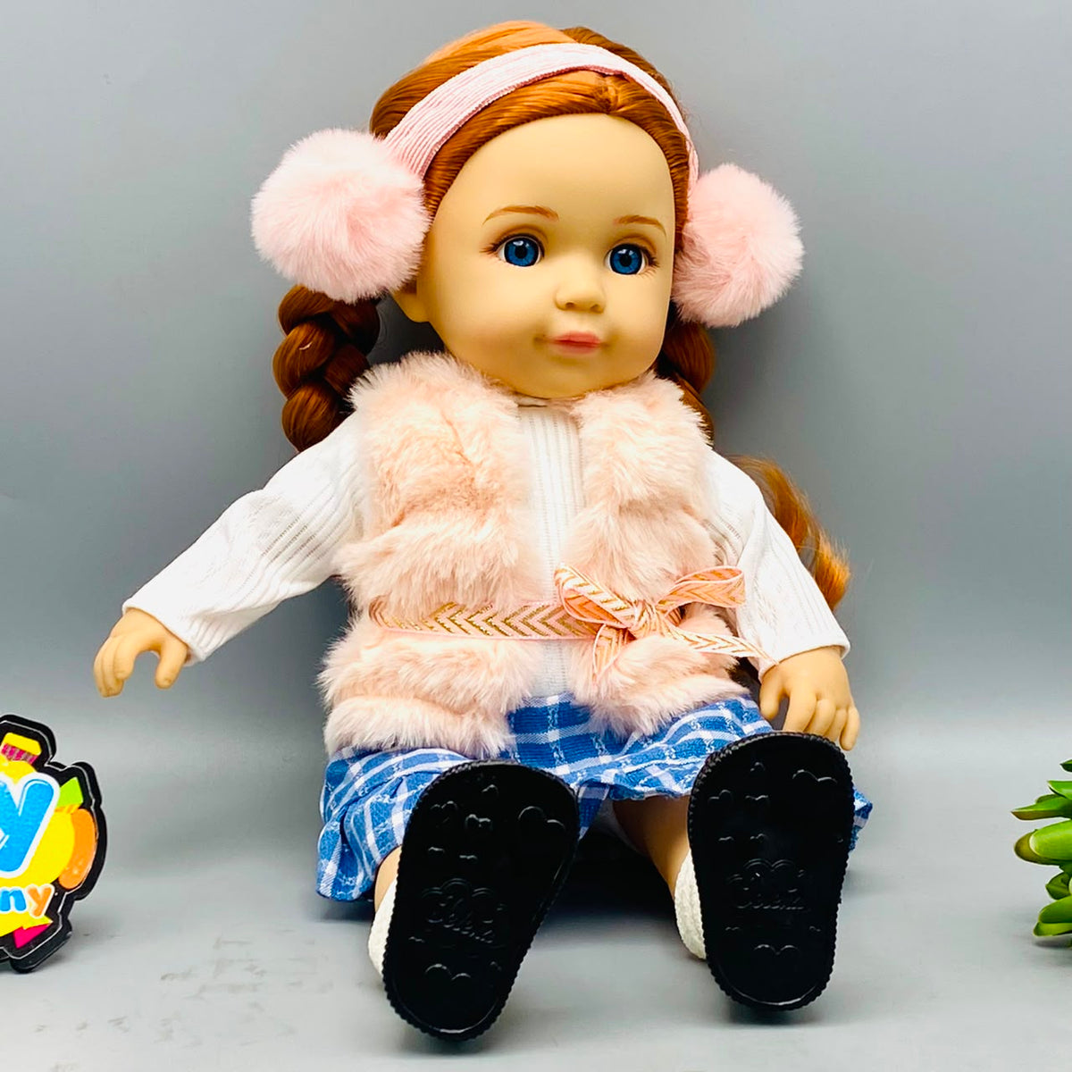 13.5* Inches Premium Check Ruffle Winter Doll