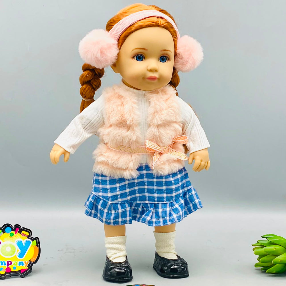 13.5* Inches Premium Check Ruffle Winter Doll
