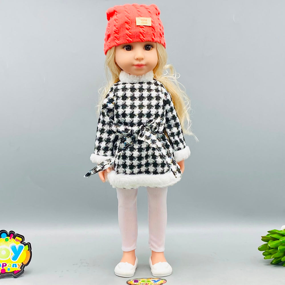 13.5* Inches Premium Houndstooth Winter Coat Doll