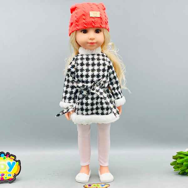 13.5* Inches Premium Houndstooth Winter Coat Doll