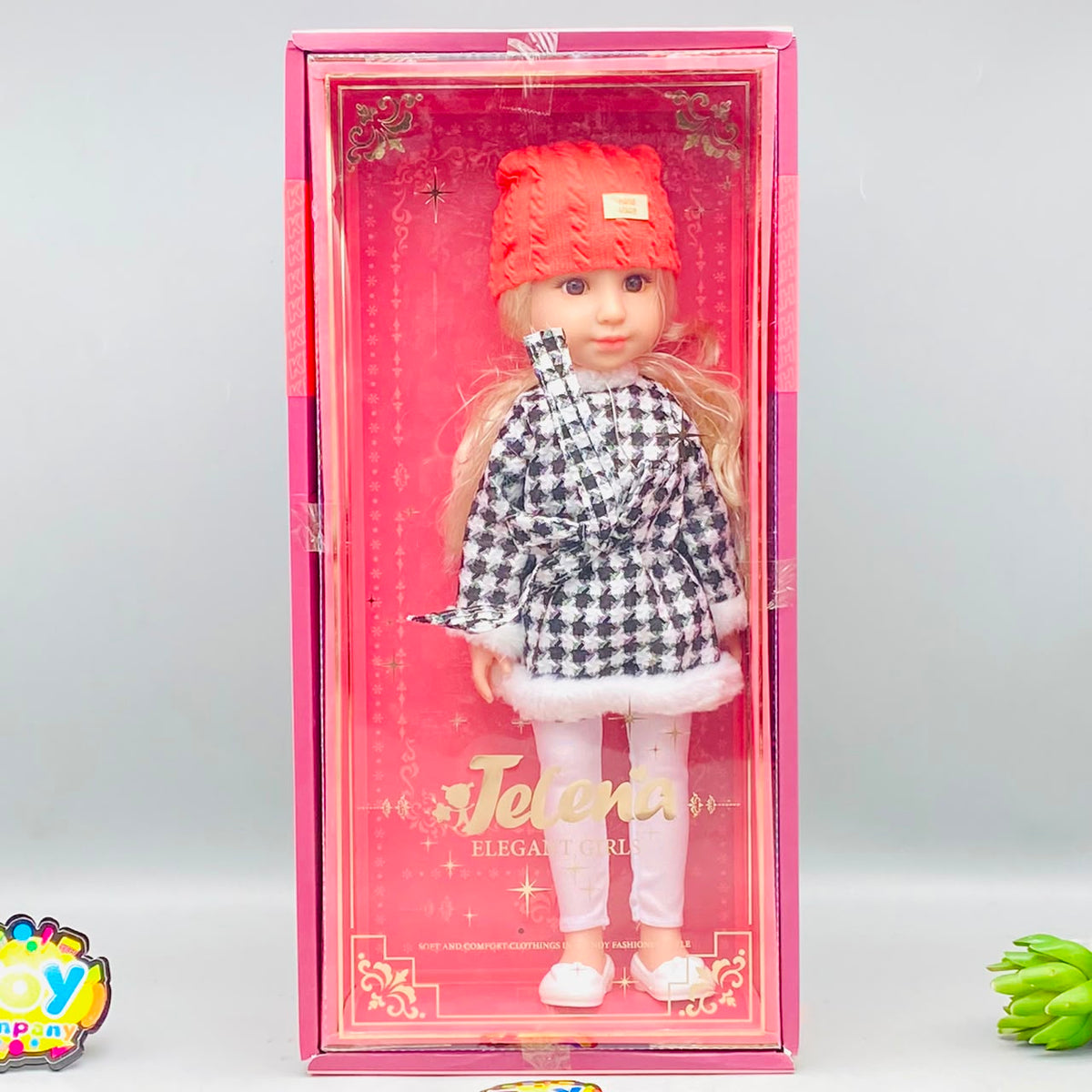 13.5* Inches Premium Houndstooth Winter Coat Doll