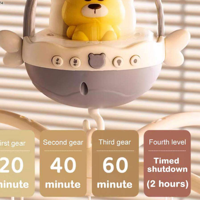Remote Control Baby Projection Hanging Bed Bell Toy - Gray