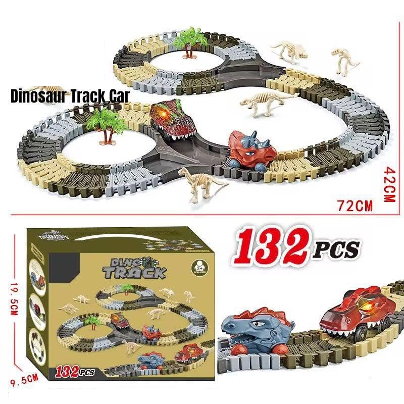 132Pcs Kids Dinos Flexible Track Set