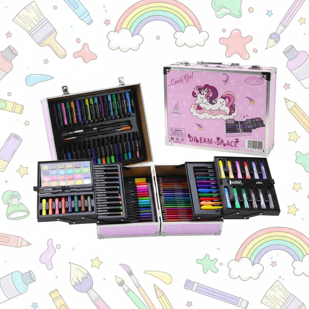 133Pcs Premium Unicorn Themed Kids Painting Kit Briefcase