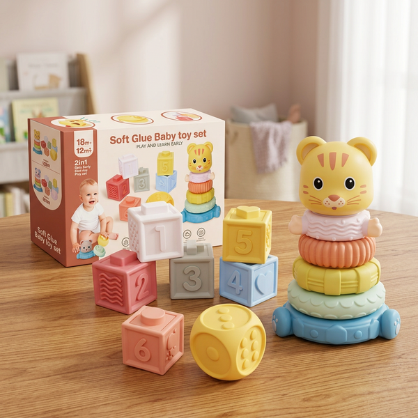 13Pcs Baby Soft Glue Building Blocks