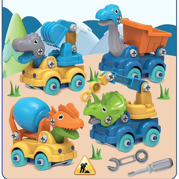 13Pcs DIY Kids Dino Construction Screw Vehicles