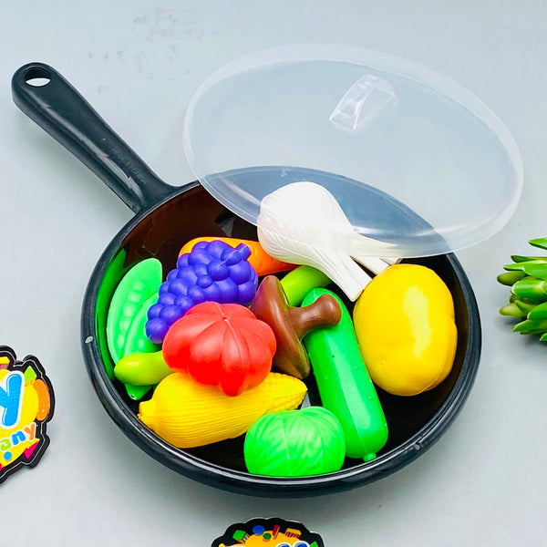 13Pcs Pretend Play Vegetable Set With Frying Pan